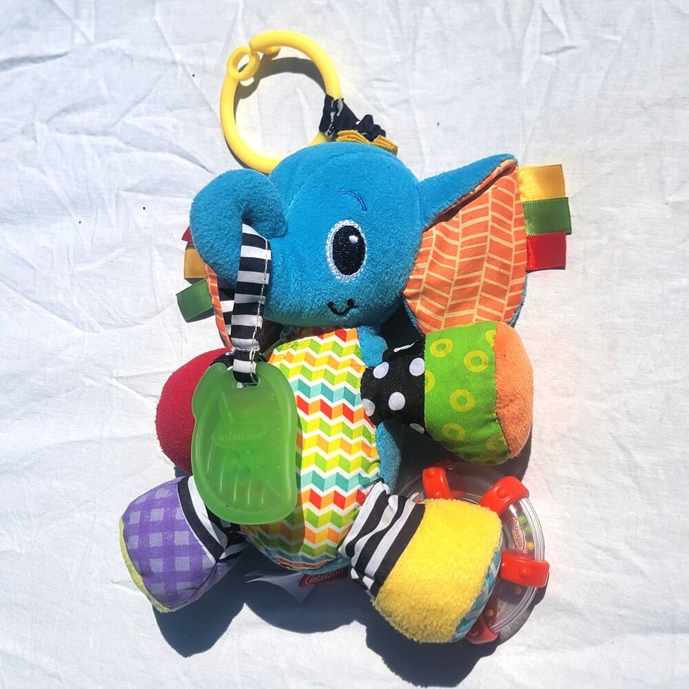 Infantino Sensory Elephant Baby Toy Autism Touch Sound Calming With Clip, Plush